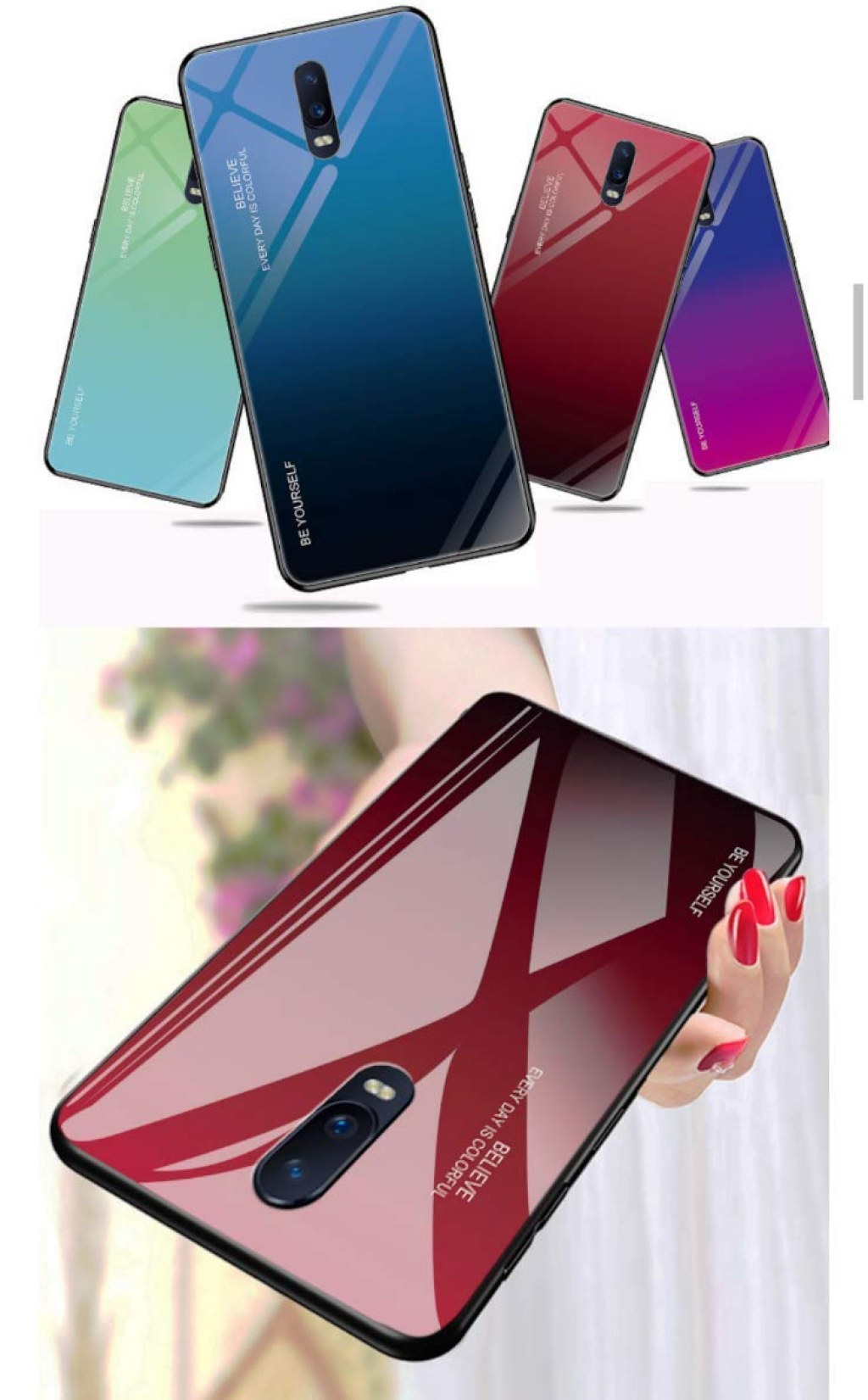 Picture of: KE REALME X/Oppo k Mobile Glass Back Cover(Purple/red)